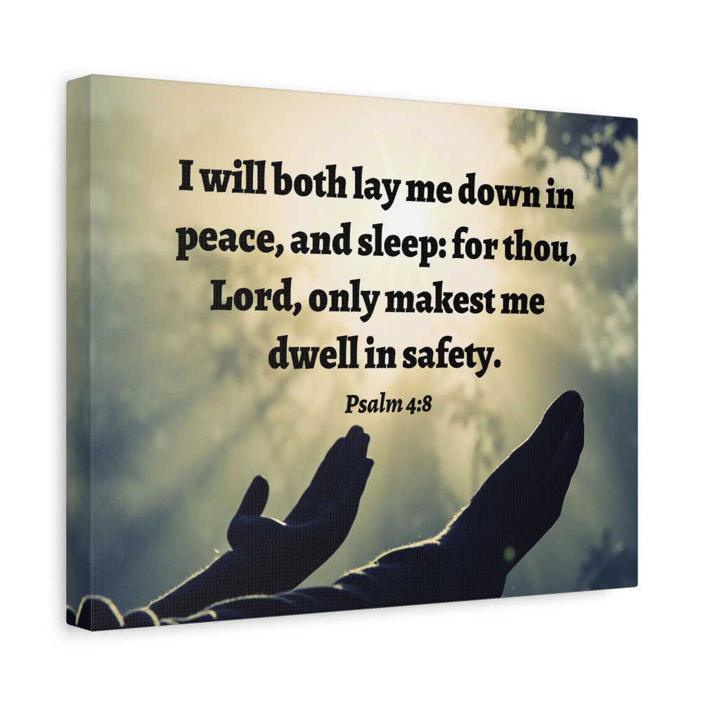 Scripture Walls Dwell In Safety Psalm 4:8 Bible Verse Canvas Christian Wall Art